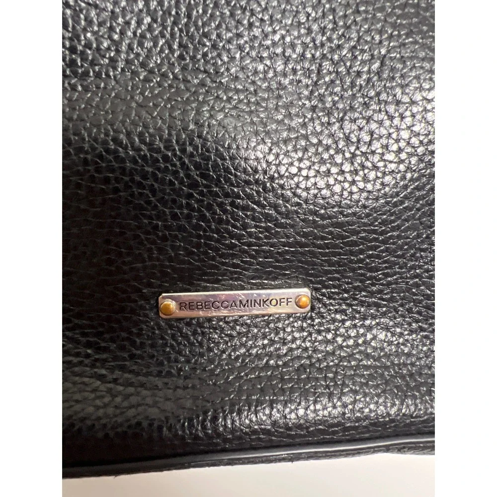 Rebecca Minkoff Blac Pebbled Leather Tote Bag Silver Hardware Tassel Accent Goth